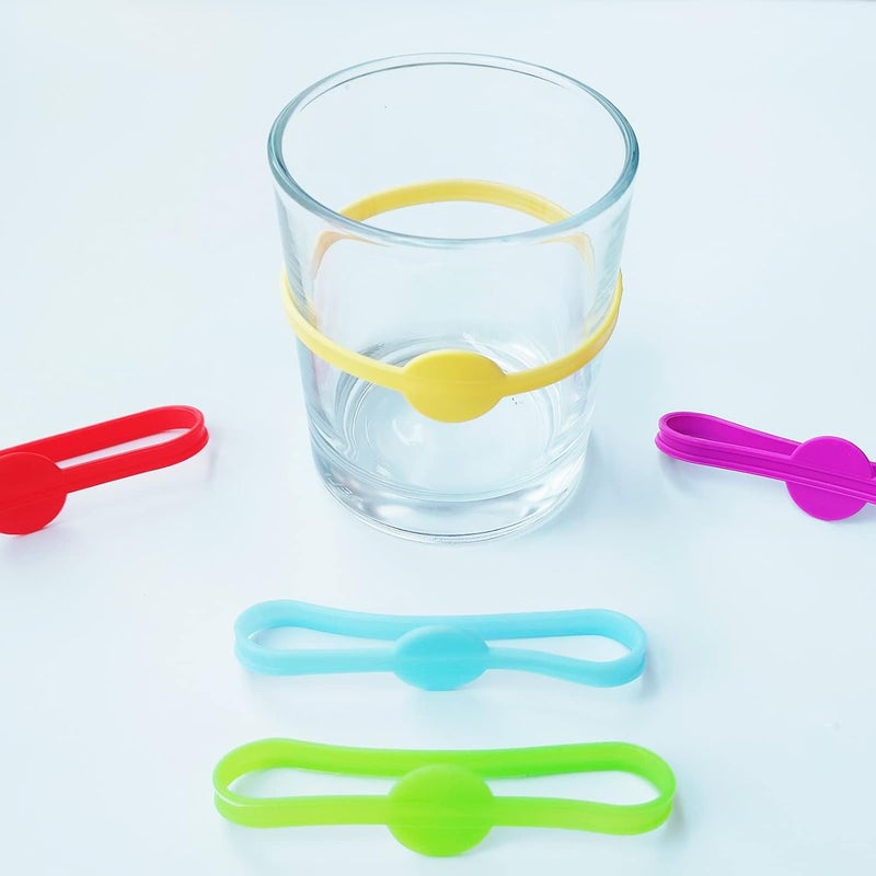 YFLife Drink Markers Silicone 24pcs, Wine Glass Charms for Party Glasses Cups Cans Dentification, Glass Markers for Drinks, Strip Tag Marker for Beer Bottle Mug Jar, Cocktail Party Solution - Image 4